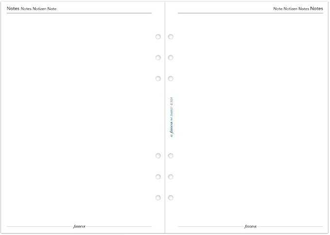 Filofax Calendar Diary Refill, A5 Size, Week on One Page, White Paper, Unruled, Multilingual: Four Languages, 2026 (C68517-26)