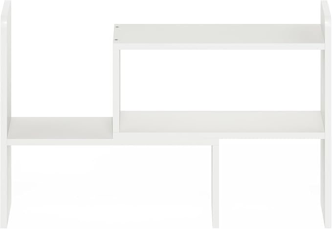 Furinno Classic Desk Organizers and Accessories, Office Organization, Desk Top Book Shelf, for Office Supplies, Office Desk Accessories, Plain White