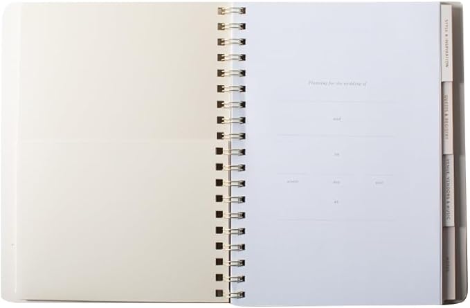 Fringe Studio Faux Leather Cover Semi-Concealed Spiral Wedding Planner, 4 Tab Dividers, Elastic Closure, "CASCADING ROSES", Approx. 7.5" w x 9.75" h, 104 Pg, Wedding Collection (680002)