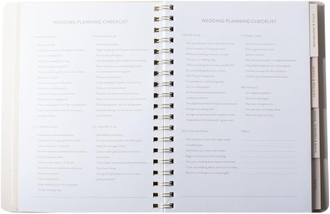 Fringe Studio Faux Leather Cover Semi-Concealed Spiral Wedding Planner, 4 Tab Dividers, Elastic Closure, "CASCADING ROSES", Approx. 7.5" w x 9.75" h, 104 Pg, Wedding Collection (680002)