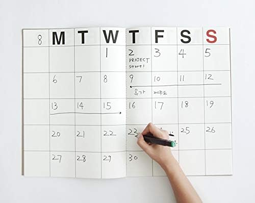 JSTORY Big Monthly Planner Stitch Bound Lays Flat Huge Undated Year Round Flexible Cover Goal/Time Organizer Thick Paper Eco Friendly Customizable A3 16 Months 18 Sheets Ver B