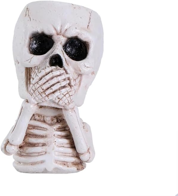 Skulll-shaped Pen Holder for Desk Accessories Halloween Decor and Office Decor, Pencil Holder for Desk Organizers, Compact Desk Accessories Gift, Pencil Cup for School, Office, Home(Don't Say)