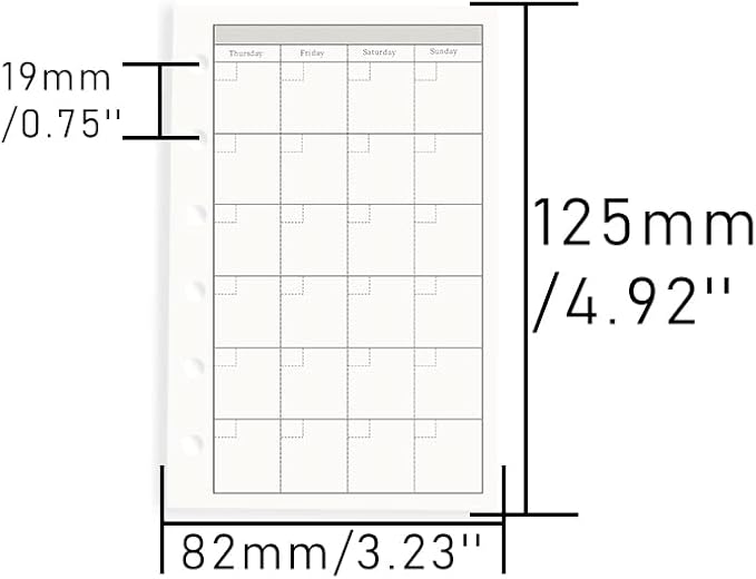 AxeWoodz A7 Refill Paper 3 Pack Undated Daily, Weekly, Monthly Binder Inserts 6-Hole Punched Filler Paper for Planner, 135 Sheets/270 Pages Refillable