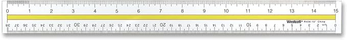 Westcott Acrylic Data Highlight Reading Ruler With Tinted Guide, 15" Clear
