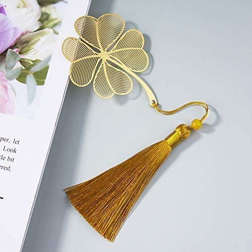 4 Pack Metal Bookmarks with Tassel, Golden Hollow Bookmark Gift for Book Lovers, Writers, Readers, Children, Teens, Men, Women, Adults