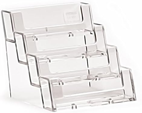Dazzling Displays 4-Tier Clear Business Card Holder - Elegant Business Card Organizer for Desk - Premium Elegant Business Card Holder Desk Accessories