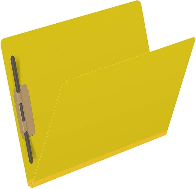 25 Pt. Pressboard Classification Folders, Full Cut End Tab, Letter Size, No Dividers, Yellow (Box of 25)