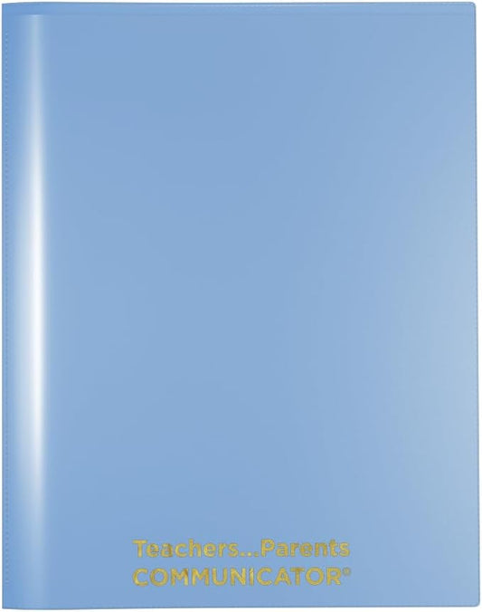 Nicky's Folders® English Communicator, Parent-Teacher Folder, Patented Tear-Resistant Flexible Plastic 2 Inside Pockets, 2 Exterior Sleeves, Letter Size Paper, Single Color(24 Pack) (Powder Blue)