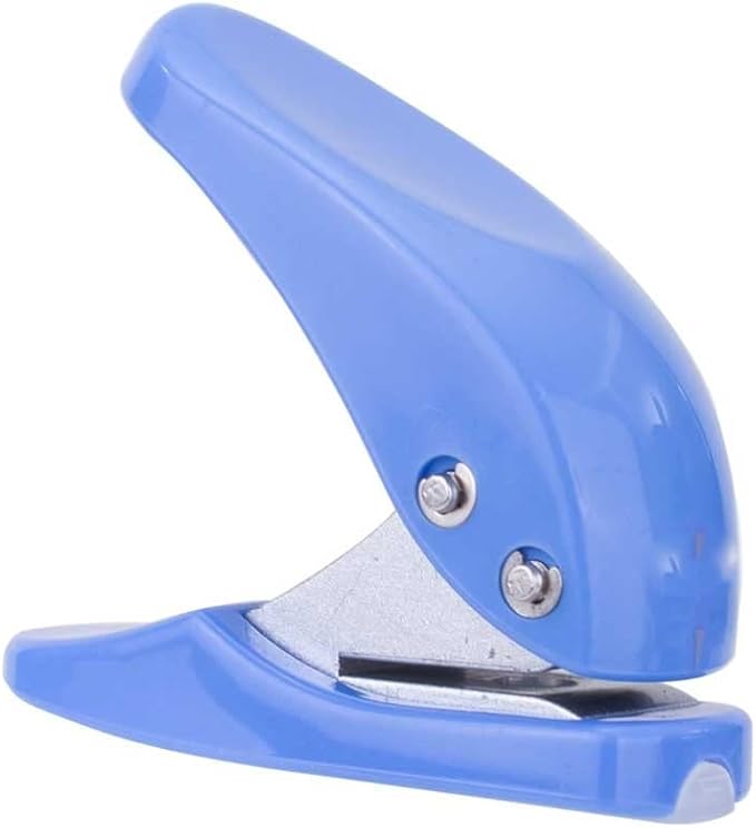 FMURY Punch Single Hole Puncher Mini Portable Manual Can Punch 10 Sheets of Paper Multi-Function Student File Puncher Ticket Punching(Blue)