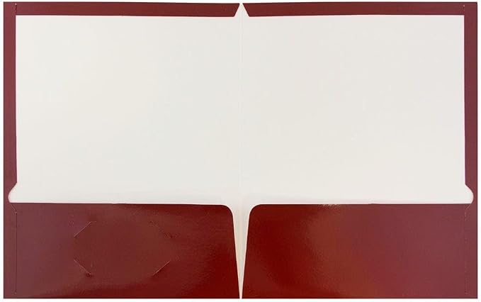JAM PAPER Laminated Two Pocket Glossy Folders - Maroon Red - 3/Pack