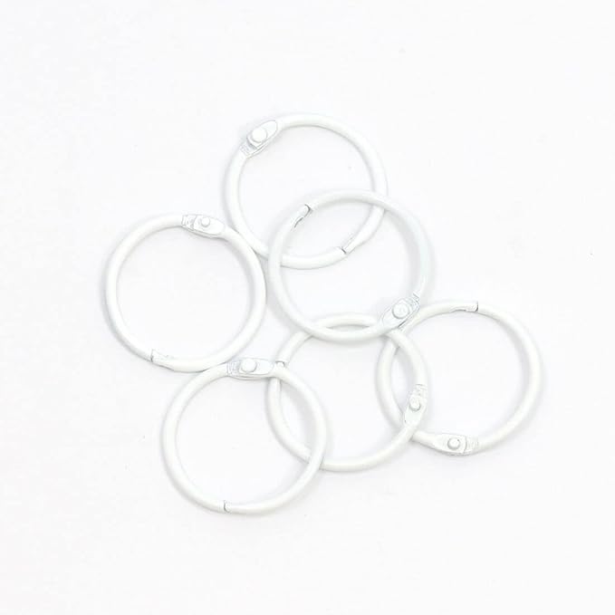 Craftelier - Set of 6 Metal Binding Rings for Scrapbooking, Card Making and Other Craft Projects | Rings for Photo Albums, Notebooks or Diaries | Size Ø 30 mm - White Colour
