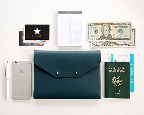 Modern Design PU Leather Padfolio, A5 Size Writing Portfolio Includes Writing Pad, Pen Holder, Card & ID Slots, Extra Pockets, Carry Case Pad Holder, 7”X9” (Dark Green)