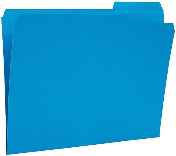 Staples Colored File Folders, Letter Size, 3‑Tab Top‑Tab Design, Blue, Durable Paper Stock, 24/Pack