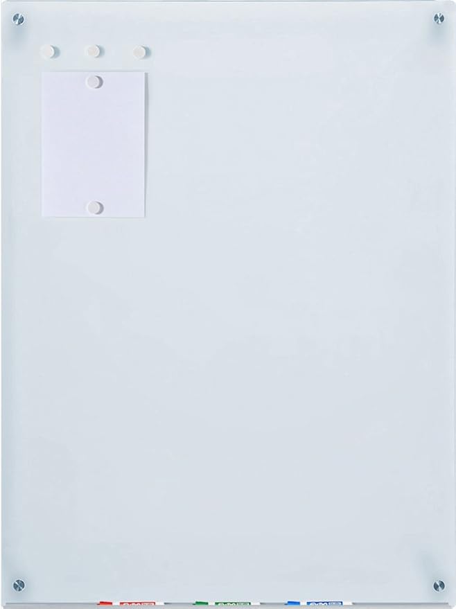 Audio-Visual Direct Magnetic White Glass Dry-Erase Board Set - 4' x 3' - Includes Magnets, Hardware & Marker Tray