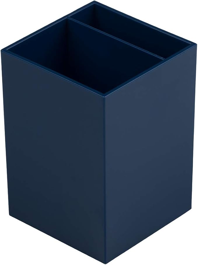 JAM PAPER Plastic Pen Holder - Navy Blue - Desktop Pencil Cup Sold Individually