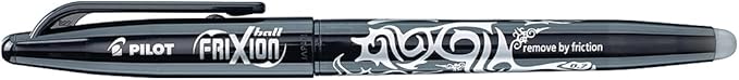 Pilot Frixion Erasable Rollerball Pen 0.7 mm Tip - Black, Single Pen