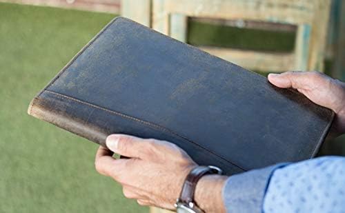 Leather Business Portfolio with Luxury Pen Business Personal Organiser Folder Full Grain Leather padfolio by KomalC (Buffalo Distressed Tan)