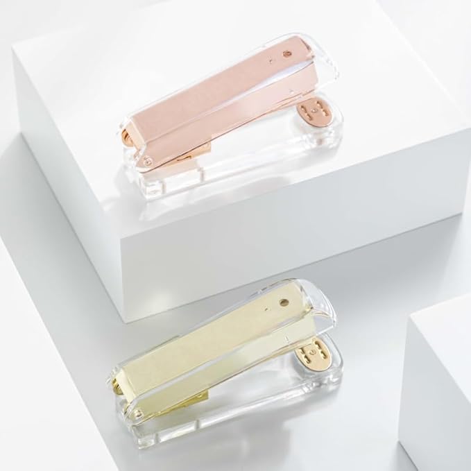 Transparent Round Acrylic Stapler, Transparent Rose Gold Color(E)