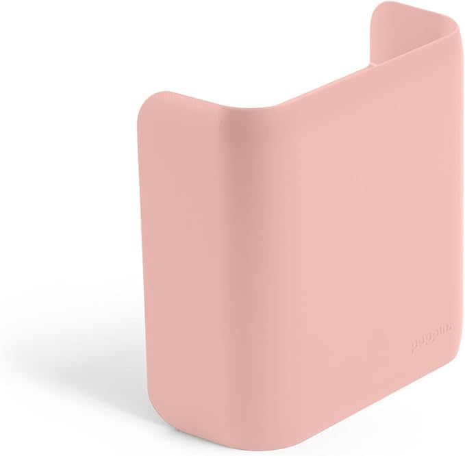 Poppin Magnetic Pen Holder - Office Supplies Storage Cup with 3 Mounting Options (adhesive strips, magnets, or screws), Mounts to Walls, Refrigerators, Lockers (Blush Pink)