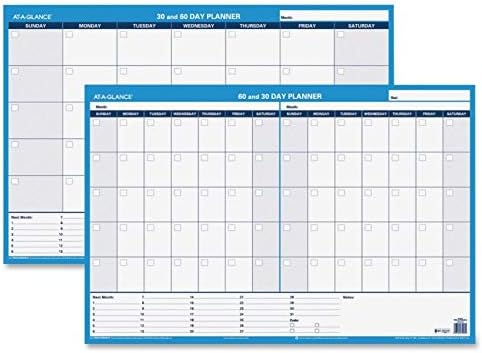 AT-A-GLANCE Wall Planner / Calendar, Undated, Erasable, 30/60-Day, 36 x 24, White/Blue (PM233-28)