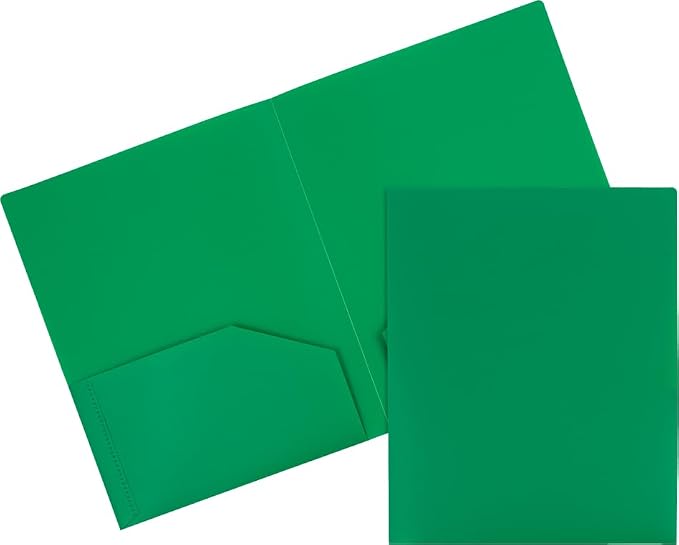 JAM PAPER Heavy Duty Plastic 2 Pocket Extra Tough School Folders - Assorted Primary Colors - 12 Folders/Pack (2 Assorted Packs of 6)