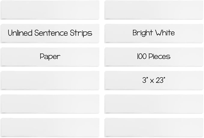 Hygloss Unruled Sentence 3" x 23" Text Weight Paper White-Ideal Teacher Supplies for Classroom-Pack of 250 Strips