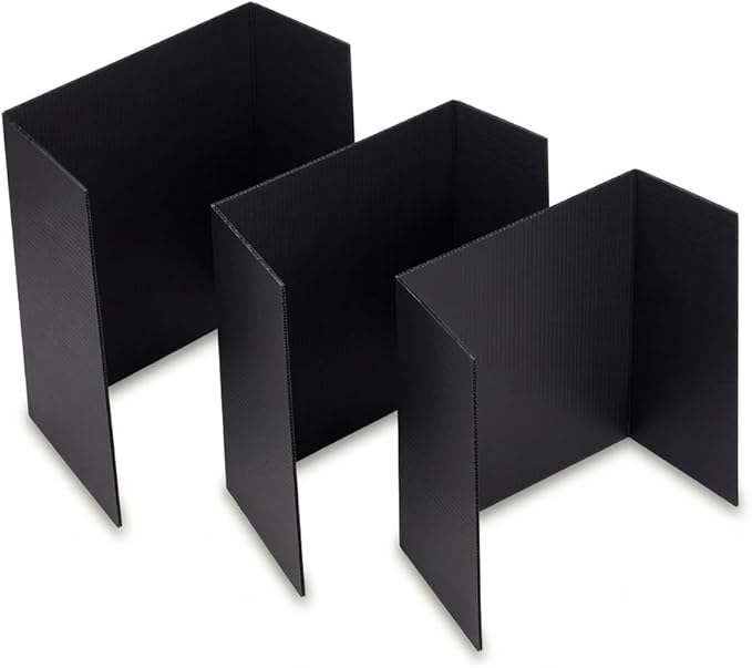 Trifold Poster Board, 24" x 16", Corrugated Project Boards for Science Fairs, School Projects, Event Displays, and Business Presentations, 3-Pack, Black