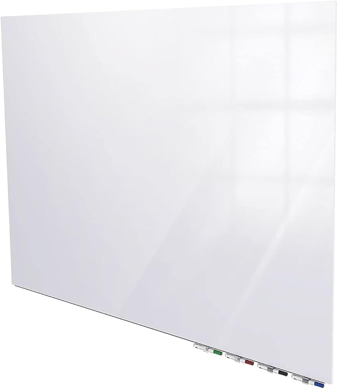 Aria 3'H x 4'W Magnetic Low Profile 1/4" Glass Whiteboard - Horizontal White - 4 Rare Earth Magnets, 4 Markers and Eraser