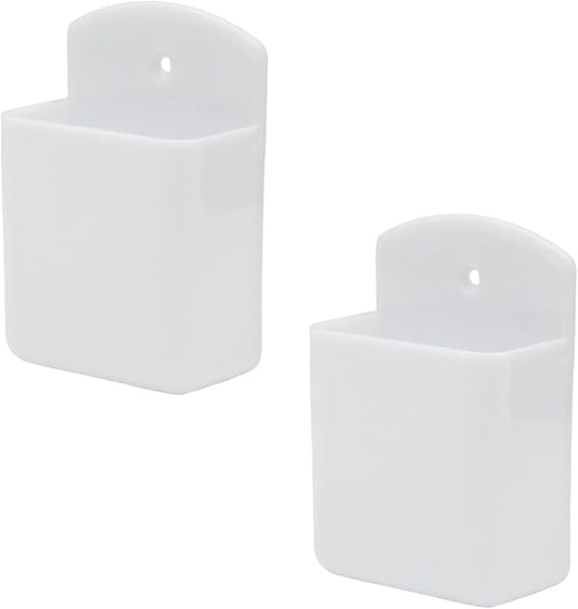 2 Pcs White Adhesive Remote Control Holders, Wall Mount TV Controller Holder Remote Organizer, Wall Mount Pen Holder Desk Accessories for Home/Office/School