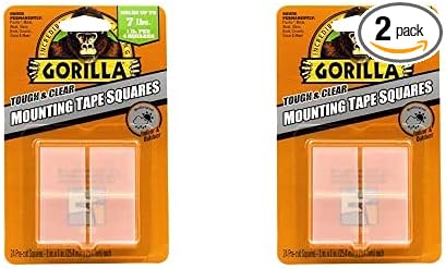Gorilla Tough & Clear Double Sided Tape Squares, 24 1" Pre-Cut Mounting Squares, Clear, (Pack of 2)