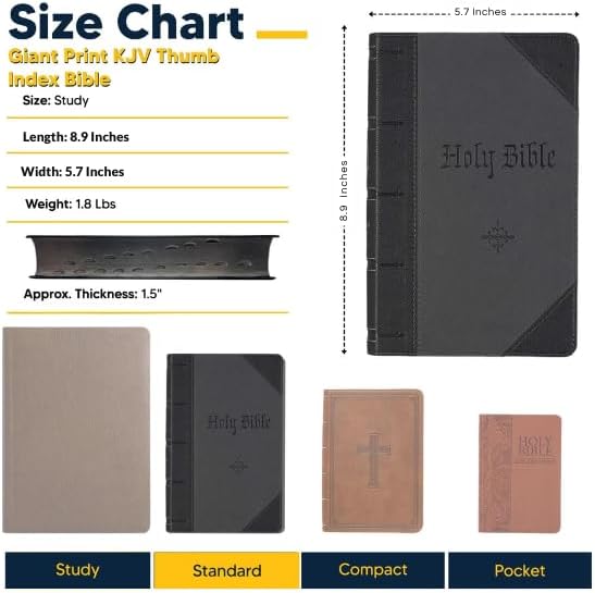 Personalized KJV Giant Print Bible King James Version Two-Tone Faux Leather Holy Bible with Custom Name Includes Up to 3 Rows of Text, Custom Gift for Christian & Religious Celebrations