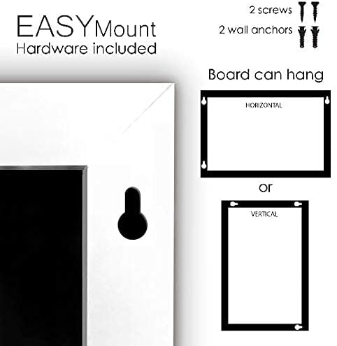 Loddie Doddie Magnetic Chalkboard & Magnet Board - 36 in x 24 in, White Wood Frame - Chalk Calendar for Wall Organization - Magnetic Bulletin Board for Magnet Display - Menu Sign for Kitchen Decor