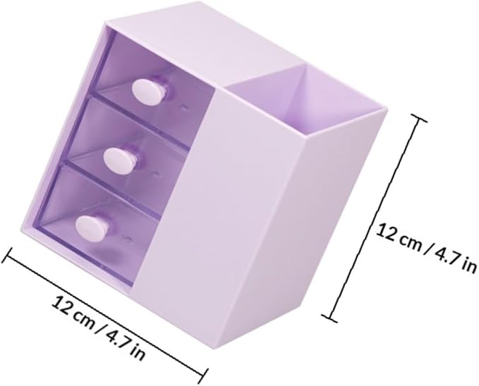 Cabilock Multi-function Desktop Box Large Capacity Office Supply Organizer Purple Stationery Storage Container for Desk and Home Office Use