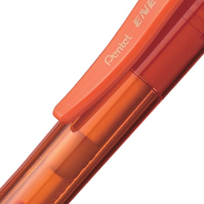 Pentel EnerGel-X Retractable Liquid Gel Pen (0.7mm) Metal Tip, Orange Ink, Box of 12 (BL107-F)