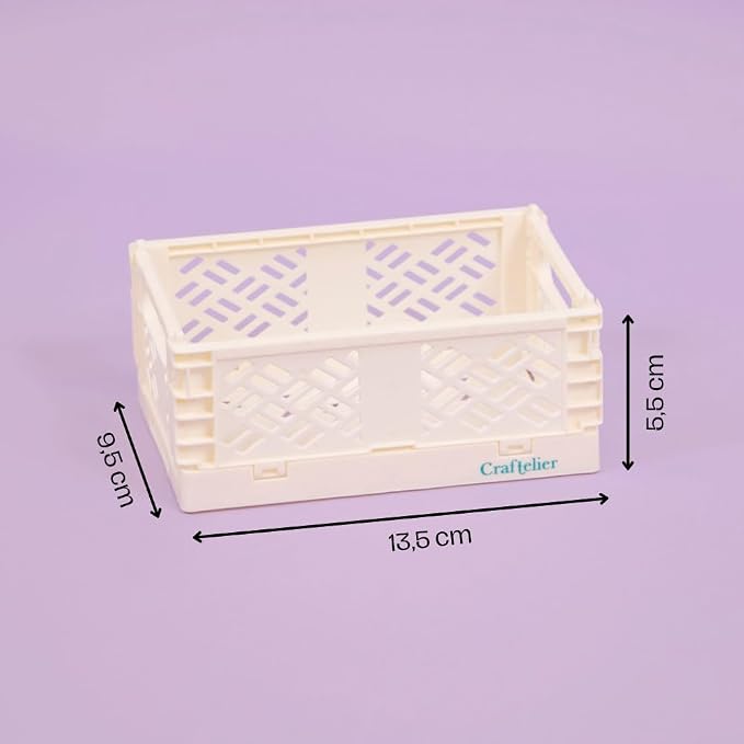 Craftelier - Box for Organisation and Storage of Craft Materials | Foldable and Stackable Design | Small Size - Open Box Measures 13,5 x 9,5 x 9,5 x 5,5 cm - Colour White