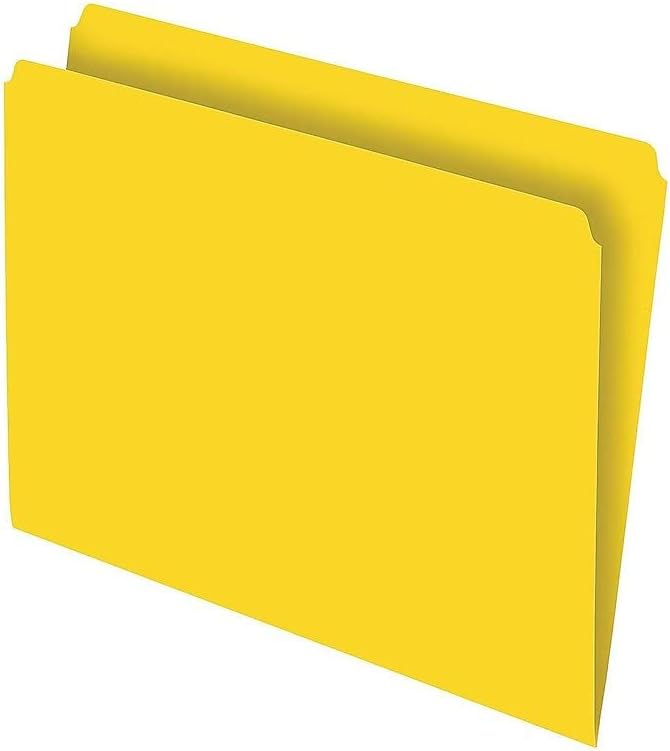 Staples Top‑Tab File Folders, Straight‑Cut, Letter Size, Yellow, Durable Paper Stock, 100/Box