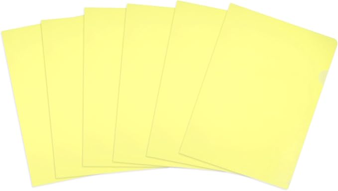 PATIKIL 6 Pack A4 Plastic Folders, Letter Size Clear Folders l Type Project Pockets Paper Document Jacket Sleeves Transparent for Documents Office File, 8.7x12.2, Yellow