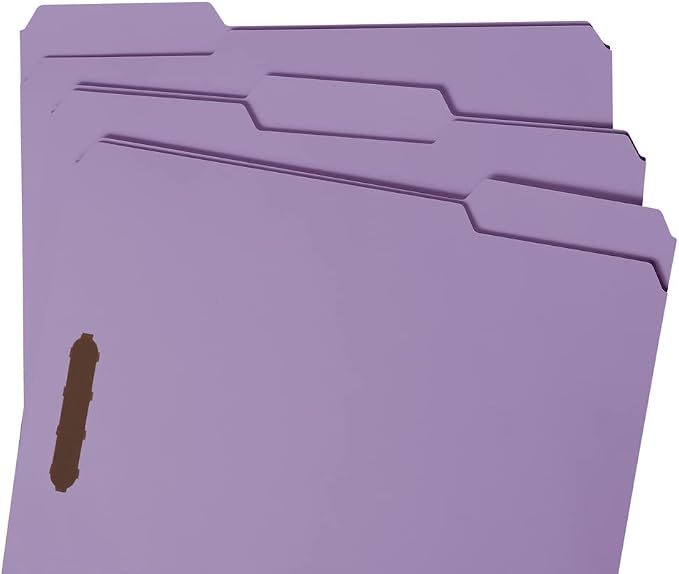 Smead Fastener File Folder, 2 Fasteners, Reinforced 1/3-Cut Tab, Letter Size, Lavender, 50 per Box (12440) (Pack of 5)