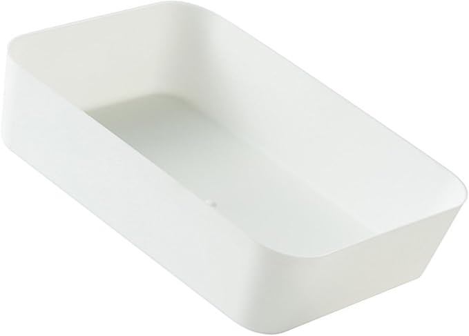 Gavigain Rectangular Plastic Desk Organizer Accessory Tray, Wide, Stacks for Desktop Storage Space Saving for Office Workspace Dorm Home 4.72" x 7.09" x 1.77", White