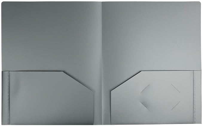 JAM PAPER Heavy Duty Plastic 2 Pocket Extra Tough School Folders - Silver - 24/Pack