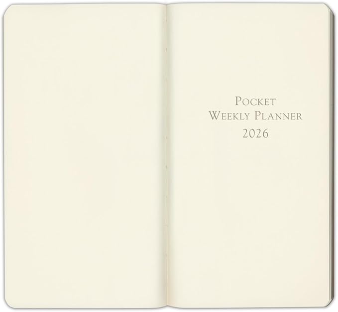Gallery Leather Pocket Weekly Monthly Planner 2025-2026, Elegantly Bound Calendar Planner and Notebook with Stylish Gold-Gilded Page Edges, 12 Months - Acadia Wild Rose - 6 x 3.25 "