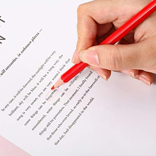 Zhanmai 24 Pieces Red Pencils with Eraser Pre Sharpened Wooden Erasable Checking HB Pencils with Erasable Tops for Writing Drawing Checking Coloring Tests Grading Map Coloring Editing Office Favors