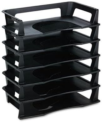Rubbermaid - Regeneration Letter Tray Six Tier Plastic Black "Product Category: Desk Accessories & Workspace Organizers/Letter Trays & Stacking Supports"