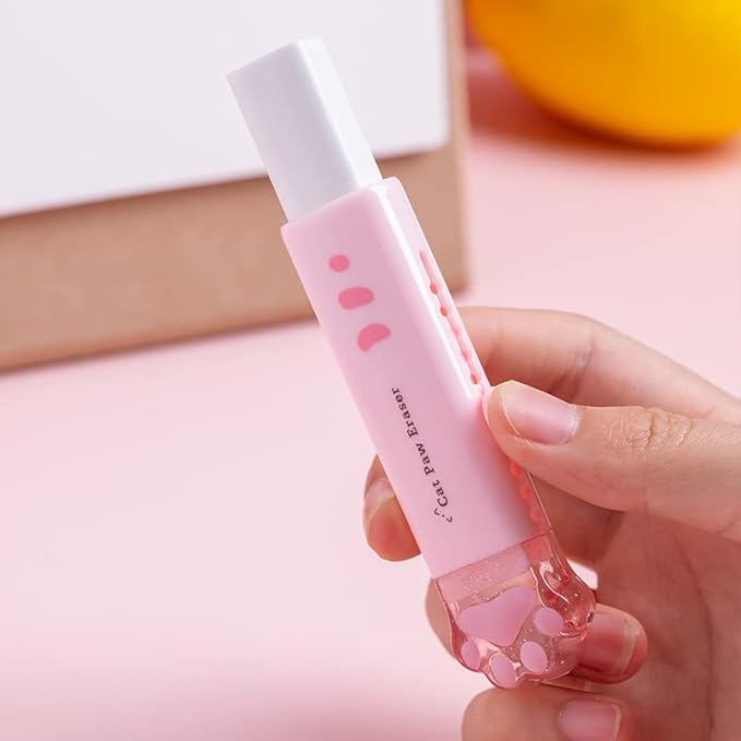 1Pc Student Rubber Rubbing Eraser Retractable,School Supplies and Reward Push-Pull Cat Paw Cute Eraser School Pencil Eraser Pencil Eraser,Standard Pencil Erasers,Erasers Random Color