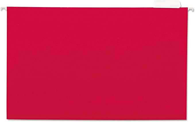 Universal 14218 Hanging File Folders, 1/5 Tab, 11 Point Stock, Legal, Red, 25/Box