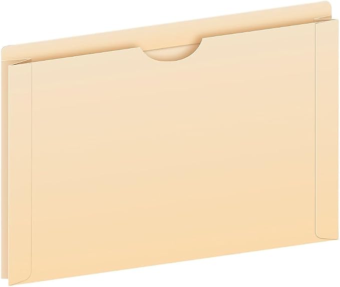 Pendaflex File Jackets, Legal Size, Manila, 2" Expansion, Reinforced Straight-Cut Tabs with Thumb Cut, 50 Per Box (23200EE), Beige