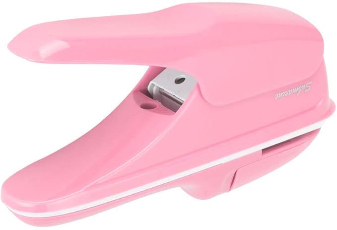 White ABS Stapleless Paper Stapler, Stapleless Stapling Machine, Laborsaving Hand Stapleless Stapler, Easy to Operate for School with Comfortable Handle Office (Pink)