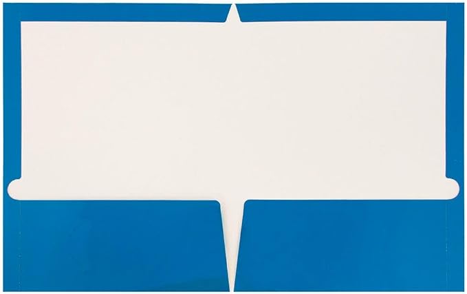 JAM PAPER Laminated Two Pocket Glossy Folders - Blue - 3/Pack