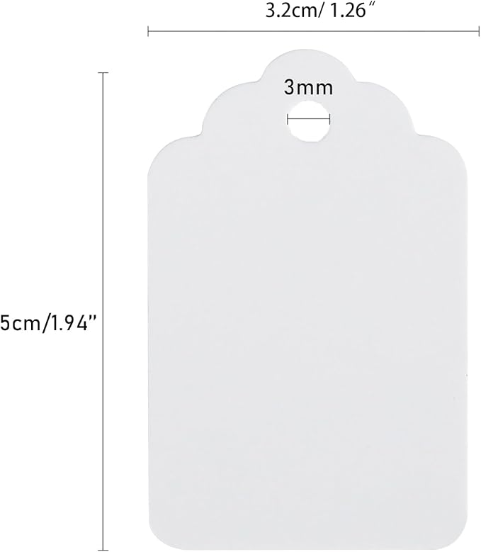 jijAcraft 1000Pcs Price Tags, White Clothing Tags for Retail, Small Kraft Blank Tag for Labeling Price, Size, Number, Writable Price Tag for Business Supplies Selling Jewlry, Clothes (2" X 1.3")