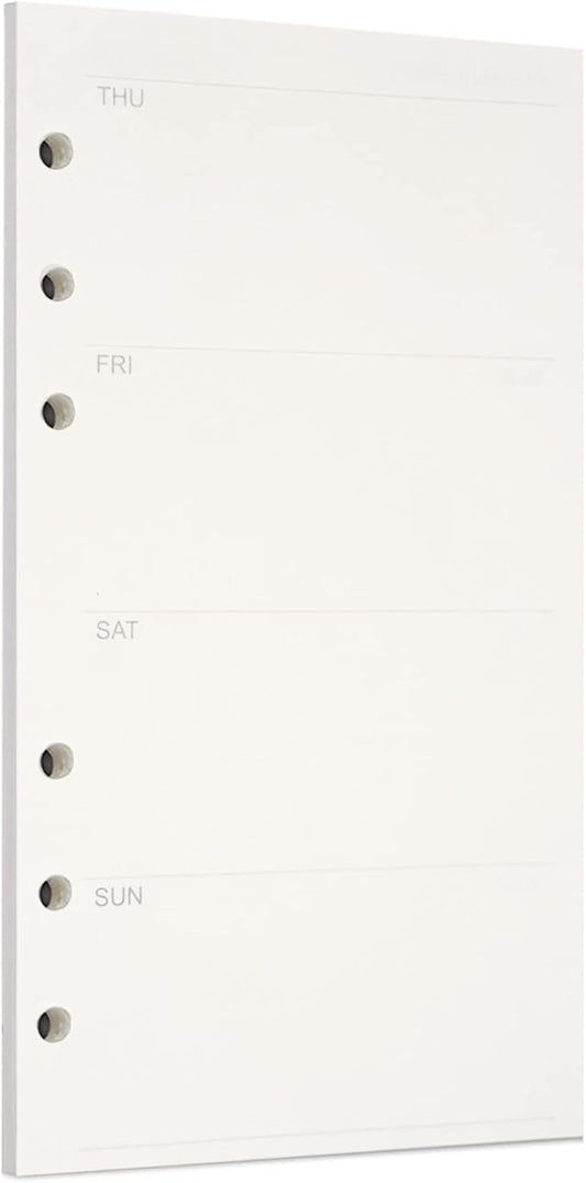 Zelten 1 Pack A6 45 Sheets/90 Pages Weekly Planner Loose Leaf Punched Paper Refills Paper for 6 Hole Binder Personal Organizer Diary Notebook Refillable Planner